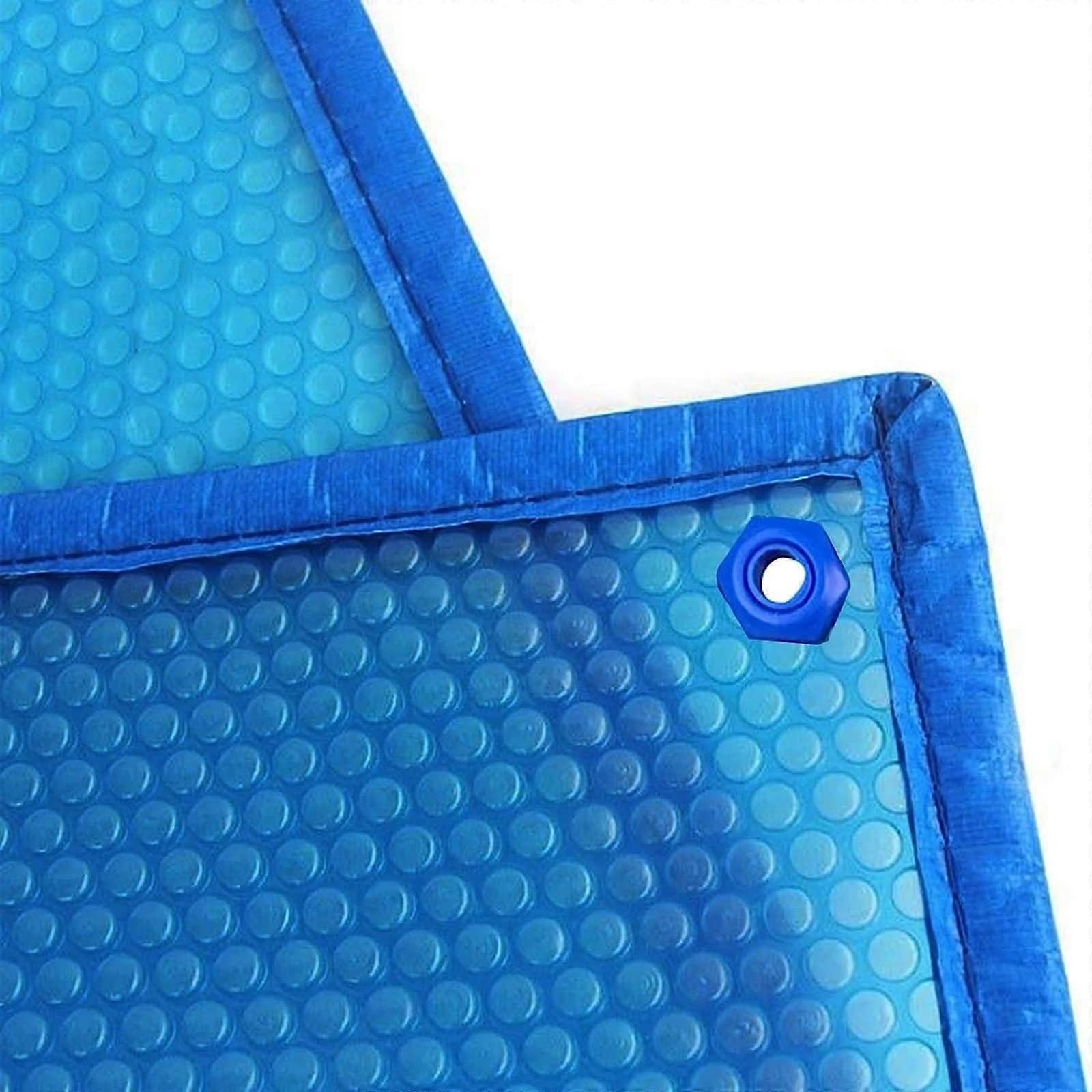 Solar Pool Cover with Grommets Blue Rectangular Bubble Dustproof Outdoor Insulation for Inflatable Pools