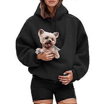 Dames Pet Hoodie Fleece Hoodie (met kattenzak) Kat en hond Lange mouw Sweatshirt Wit Xxl