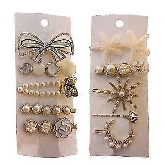 2026 10 stuks Parels Kristallen Haarspeldjes Stijlvol Elegant Decoratief Handgemaakt Sterrenzee Haarclip Set voor Dagelijks Feestjes Reizen