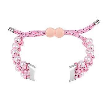 Pink Pearl Watchband Replacement Adjustable Fabric Bracelet for