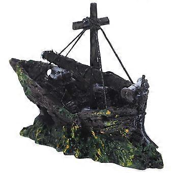 1Pc Aquarium Naufrage Décor Aquarium Cachette Bateau Cassé Pirate Bateau Épave Figurine
