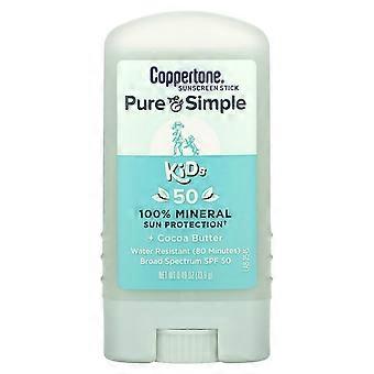 Coppertone, Pure & Simple, Kids, Sunscreen Stick, SPF 50, Cocoa Butter, 0.49 oz (13.9 g), 3-Pack