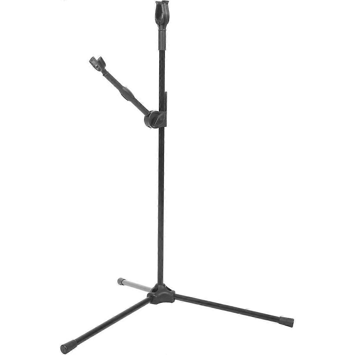 Adjustable Black Compound Bow Support Stand with Multi-Angle Stabilizer for Archery Target Practice