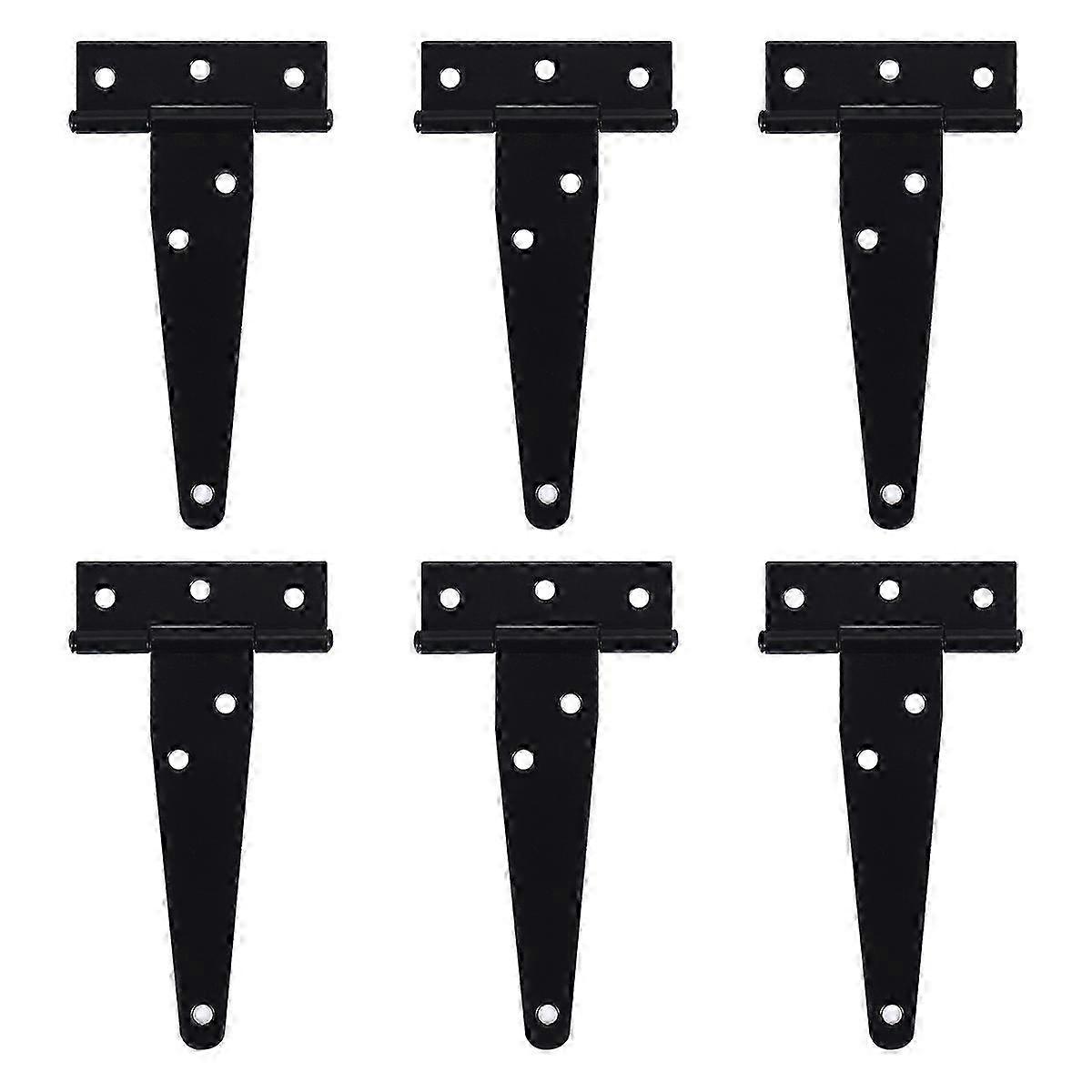 6 PCS 4 Inch T-Strap Hinges Rustic Gate Strap Hinge Rustproof Gate Door Black Hinges compatible with Windows, Fe