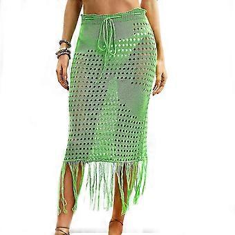 Women Beach Towel Bikinis Coverups Crochet Swimwear Wrap Skirt Sarongs Scarf Bathing Suit Cover Beachwear Swimsuit Dress Green