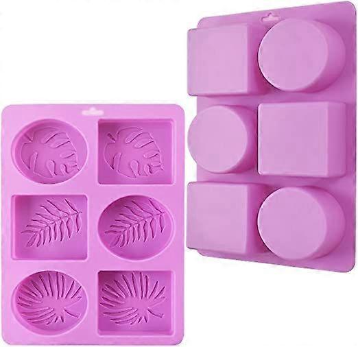 Dww-Set of 2, Rectangular and Oval Silicone Soap Mold with Leaf Patterns