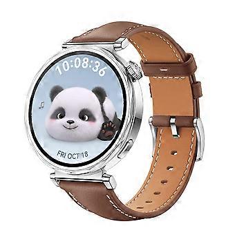 For Huawei Watch GT 5 41mm Women's Leather Replacement Strap with Silver Buckle Brown