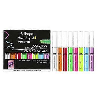 Charmanter fluoreszierender flüssiger Eyeliner - langanhaltend, sicher für empfindliche Haut, 5 ml x 8