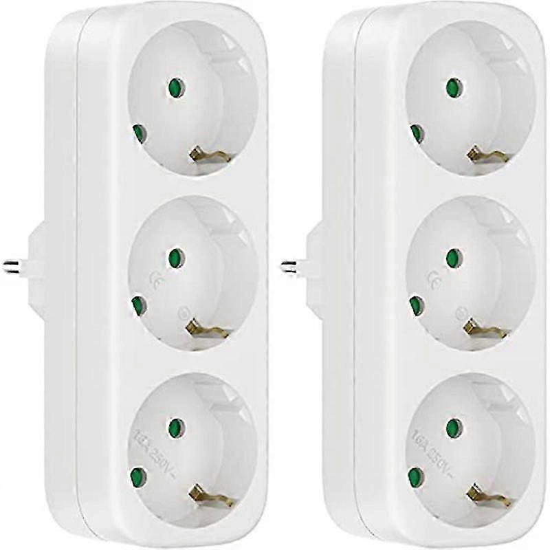 Socket Adapter 250V/16A 2 Pack EU Plug Cableless Multi Socket