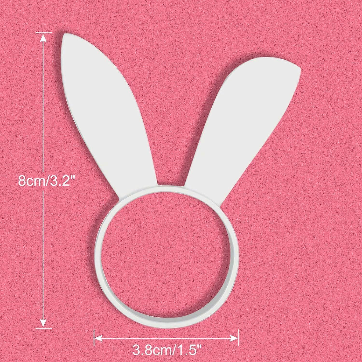 12Pcs Easter Bunny Ear  Rabbit Napkin Ring Holders Table Decorations for Spring Easter Party White Bunny