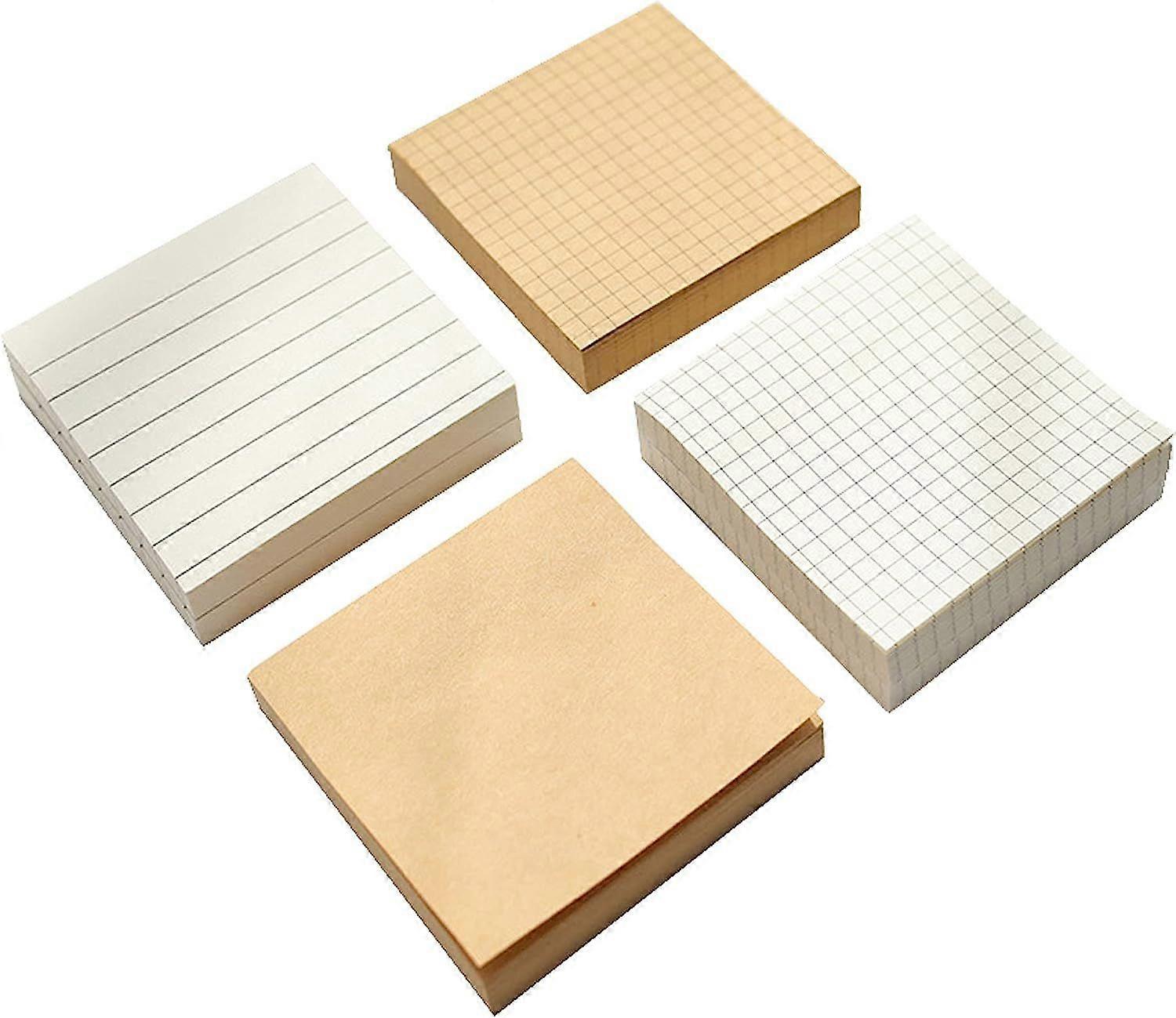 4pcs Notes,Memo Note Pad for Notes, White and Brown Checkered Post-it Notes, 80 Sheets per Copy