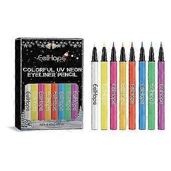 Eelhope 8 Farben Halloween Neon Uv Flüssig Eyeliner Nicht leicht zu verwischen Augen Make-up Eyeliner