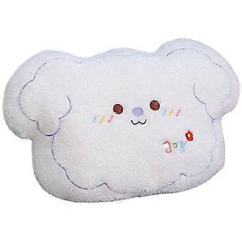 White Plush Dog Stuffed Animal Throw Pillow for Kids Use