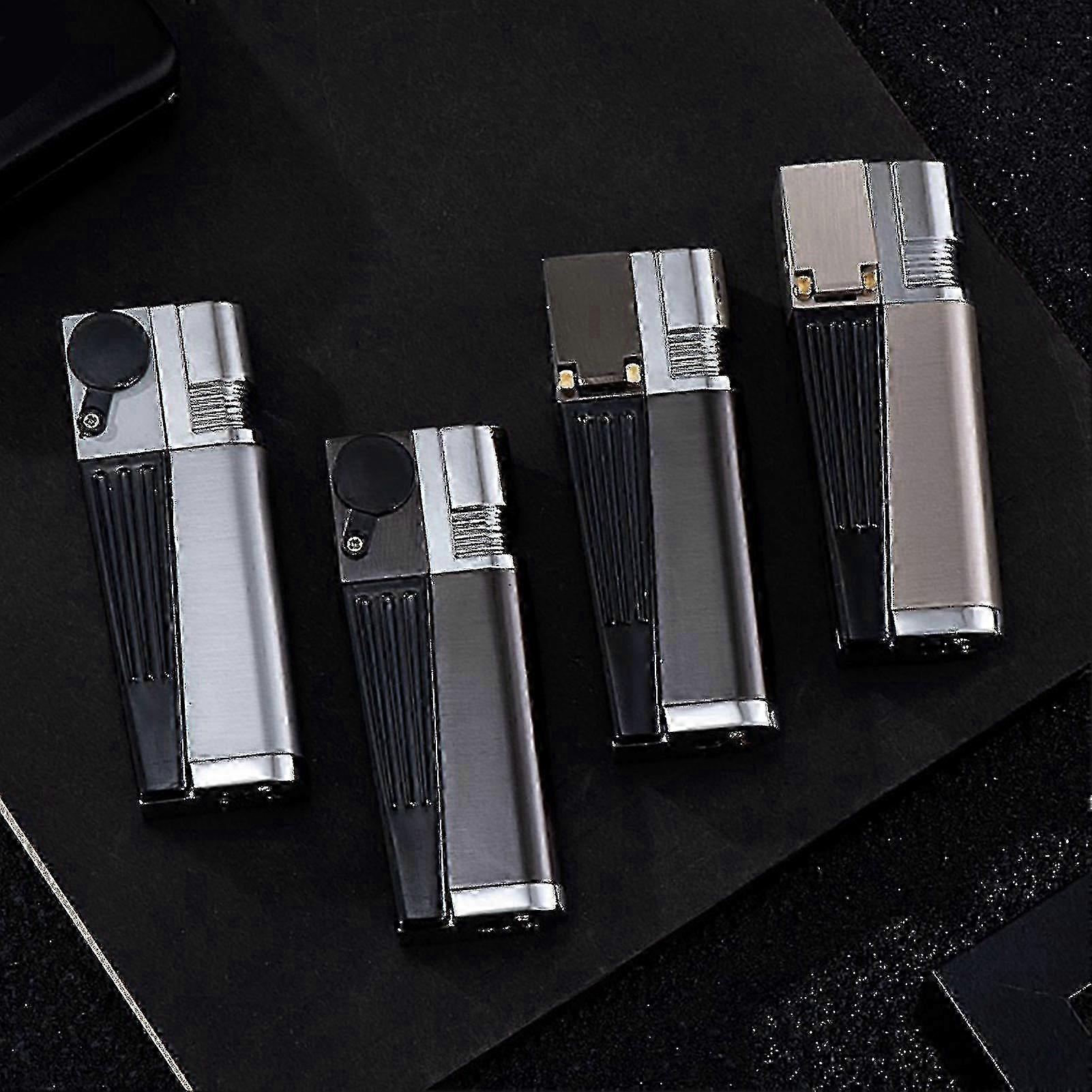 Reversible Metal Pipe Lighter Compact Open Flame Pressed Fire Design for Him