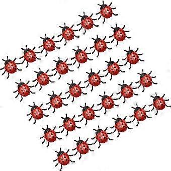 30Pcs Red PVC Ladybug Models Toys for Kids Realistic Prank Figures