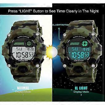 Digital Watch For Kids, Sports Military Watch For Boys, With Alarm/timer/shock Resistant, 5 Strips Waterproof Big Face