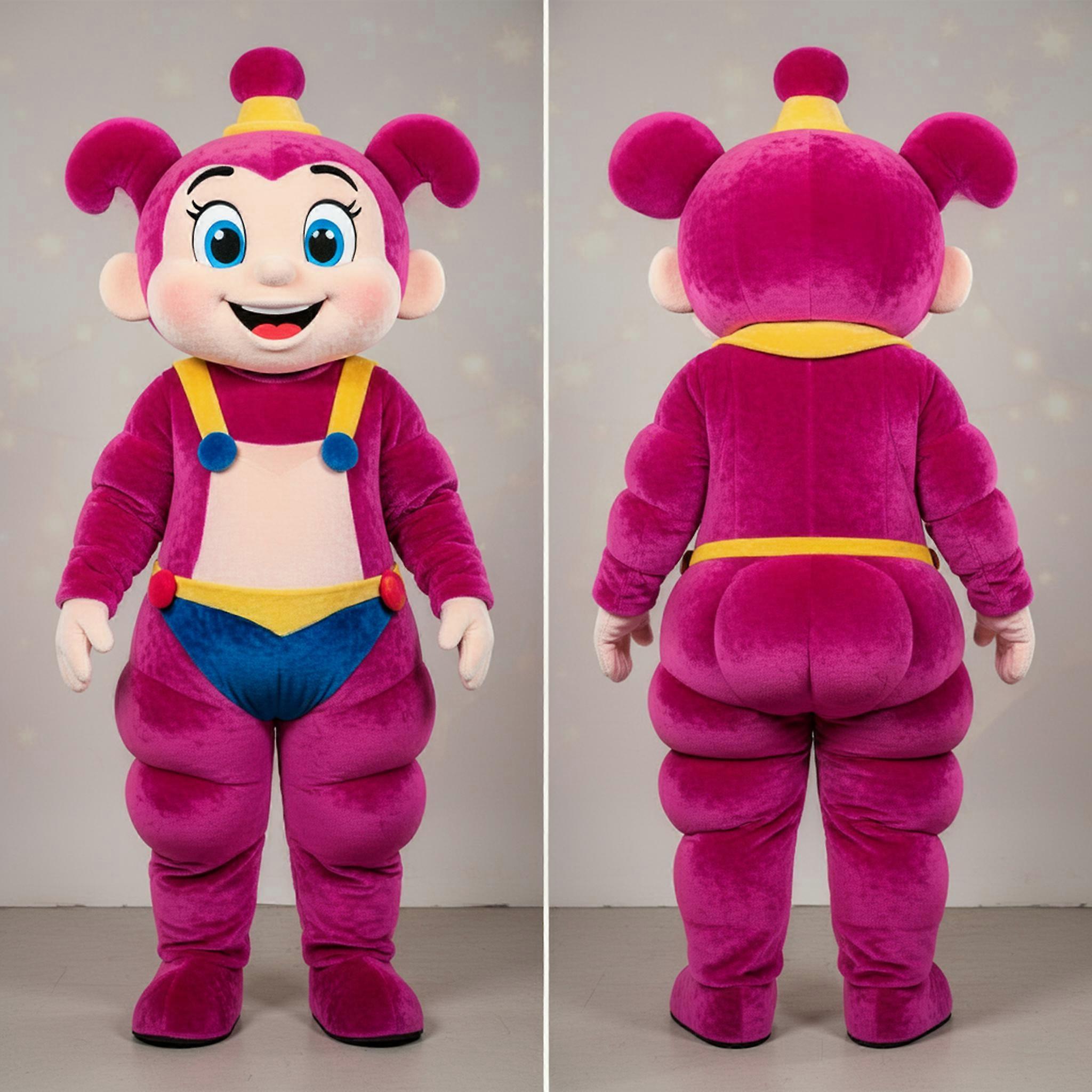 MASTICOT Magenta Cartoon Acrobat Mascot