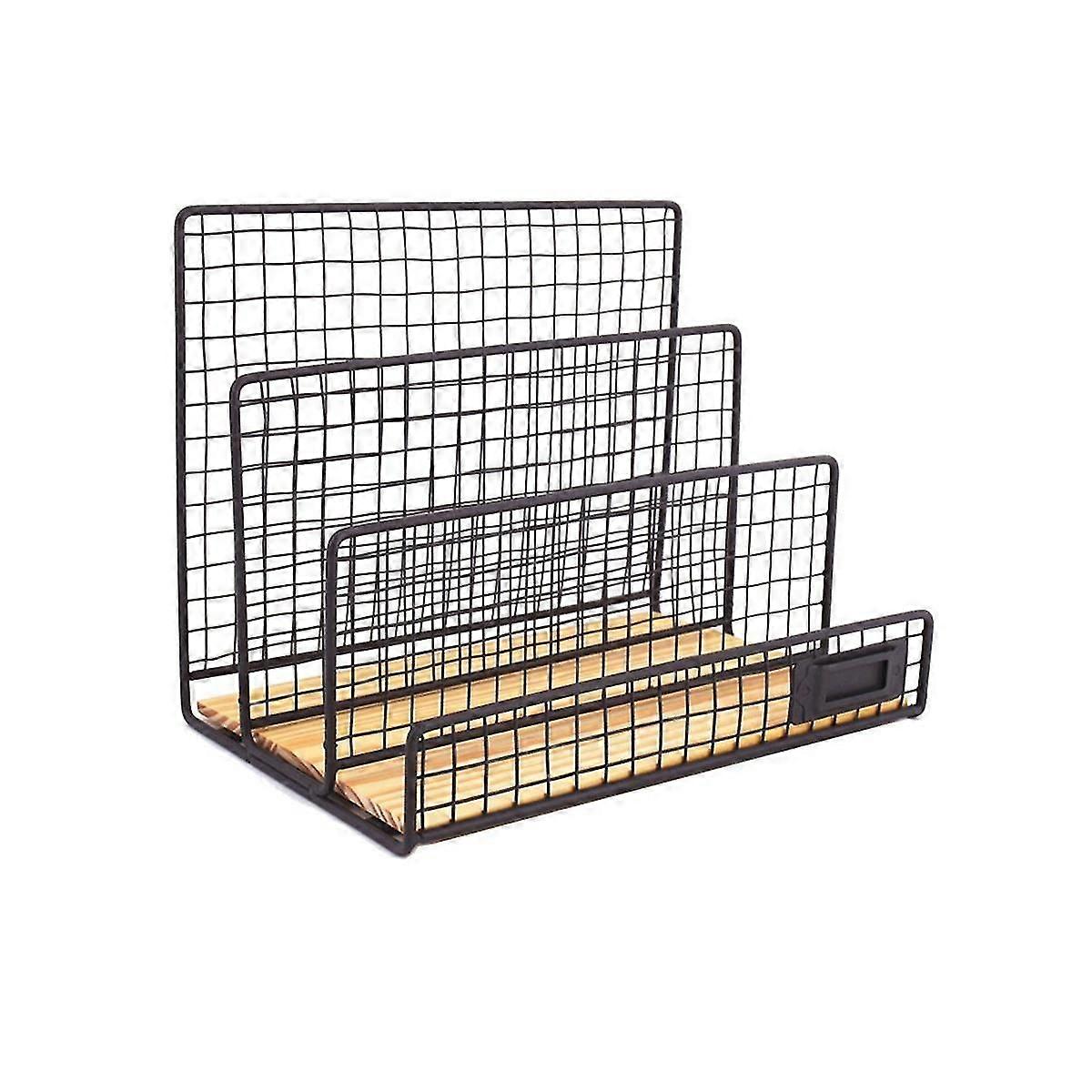 Desktop Three-grid Book End Data File Rack Storage Rack Bill Document Storage Rack Durable And Conv