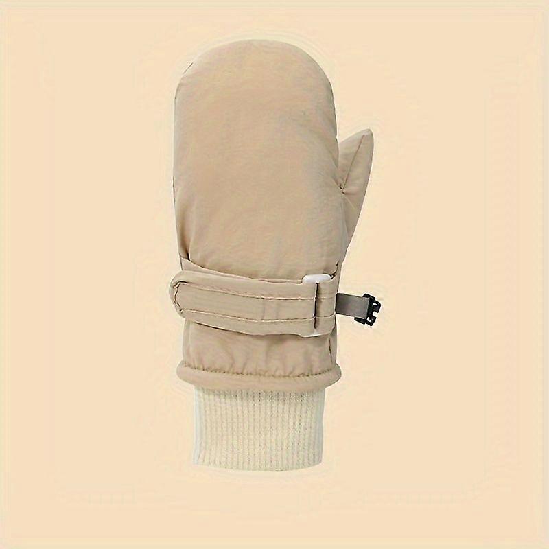 1 Pair Fleece-Lined Ski Gloves, Thick Ribbed Quick-Drying Cold-Proof Winter Gloves