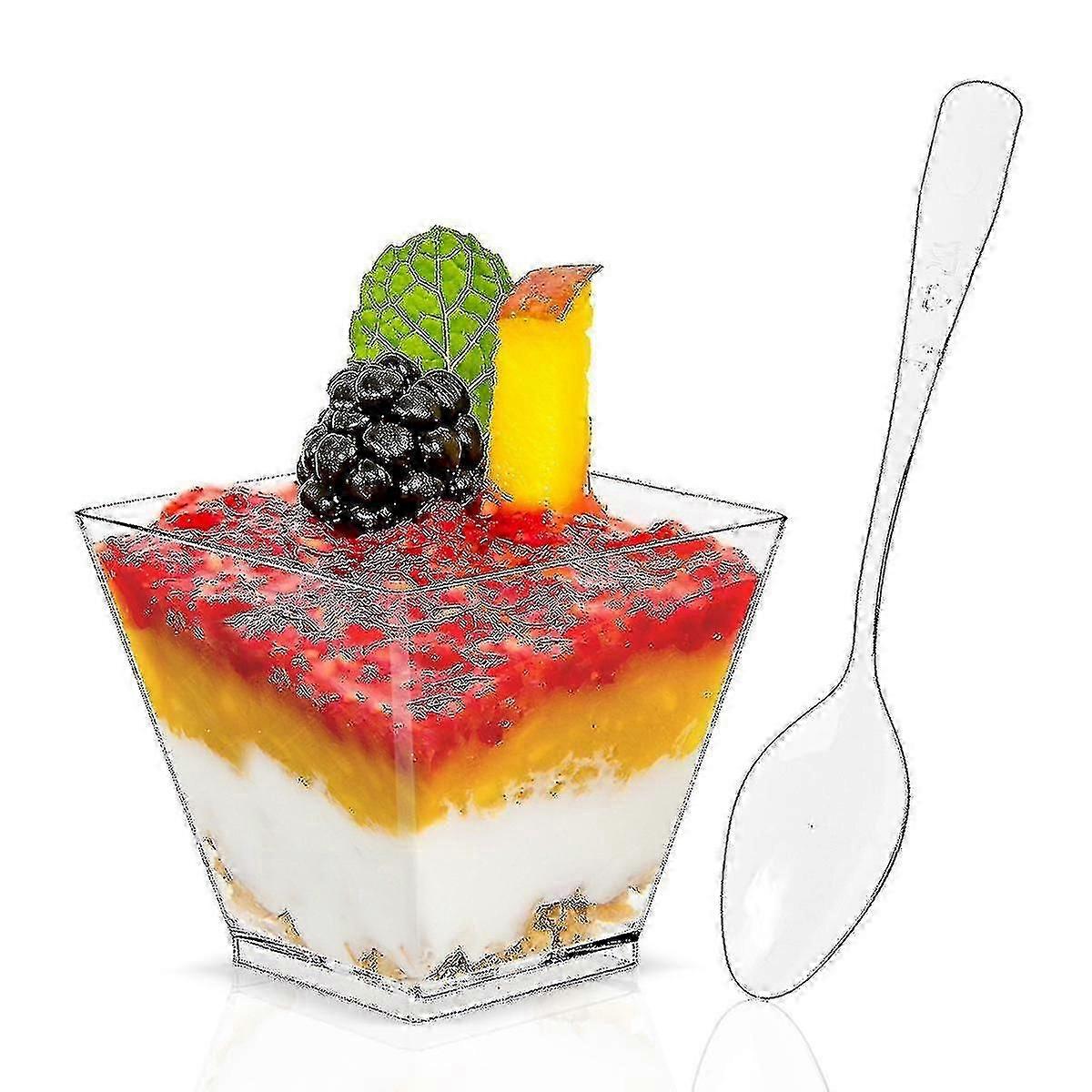 50pcs 60ml Disposable Plastic Transparent Dessert Cake Cup