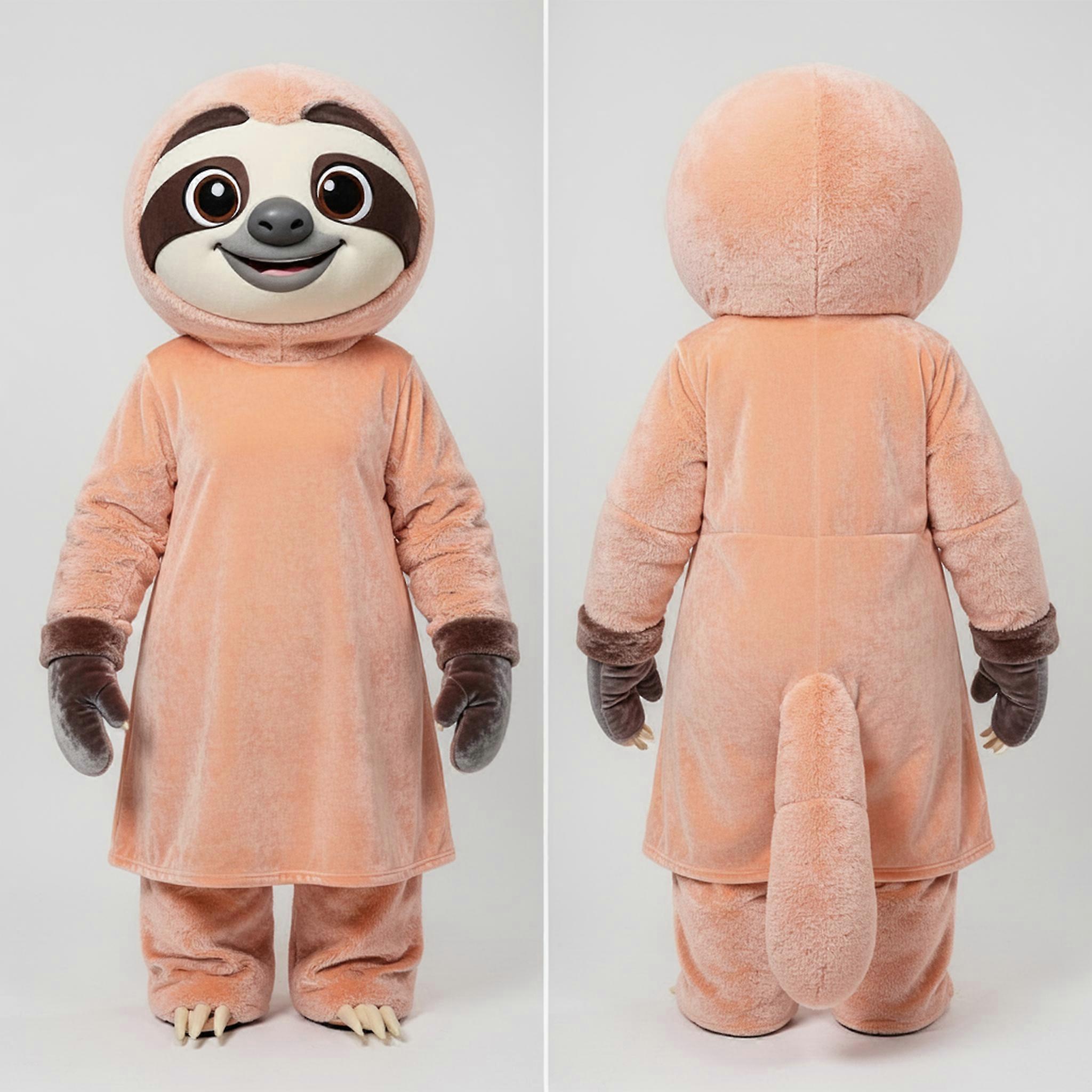 MASTICOT Peach Soft Cuddly Sloth Mascot