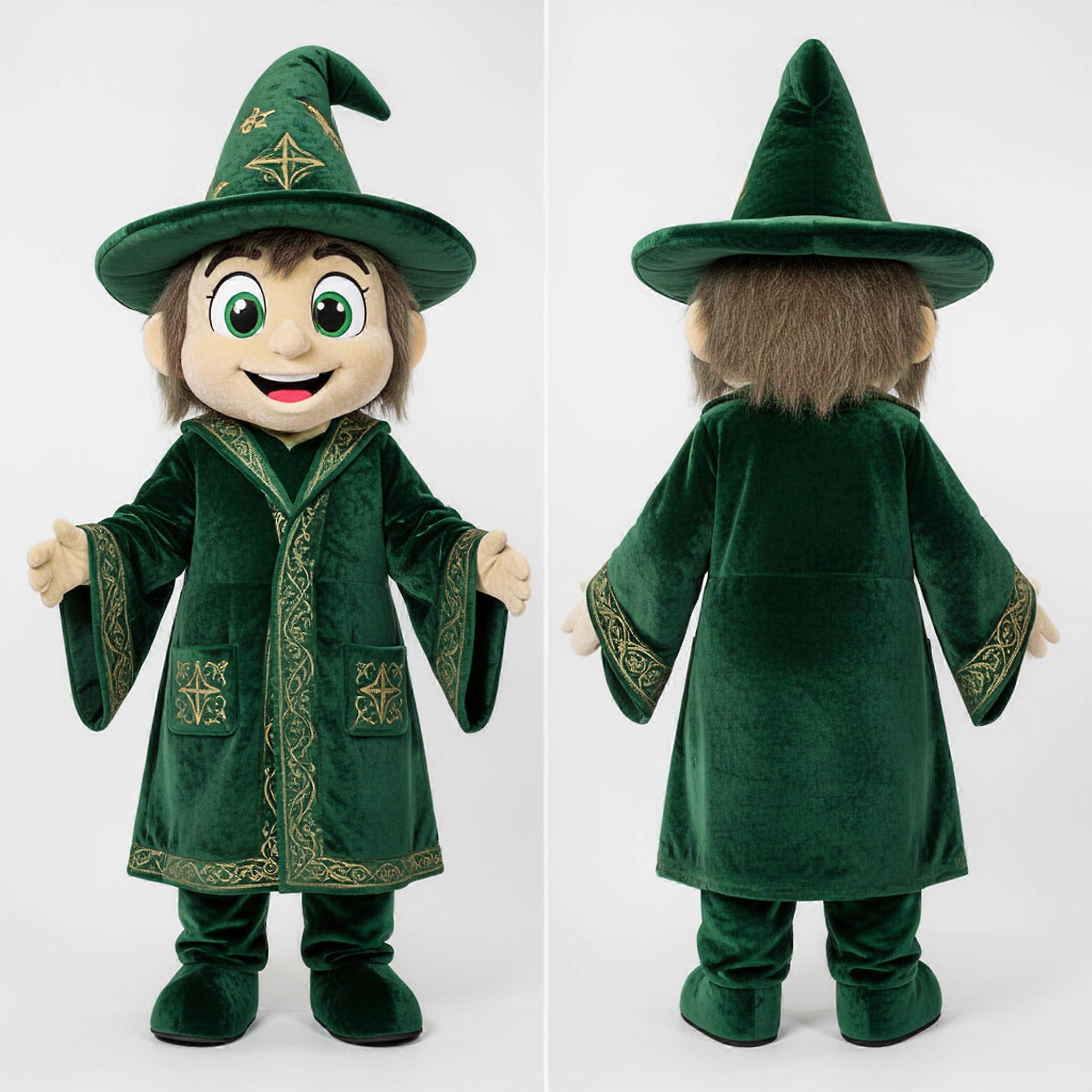 MASTICOT Forest Green Velvety Wizard Mascot