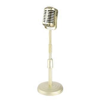 Simulation Old Fashioned Microphone Model with Stable Base and Support Rod Retro Style Mic Prop Set
