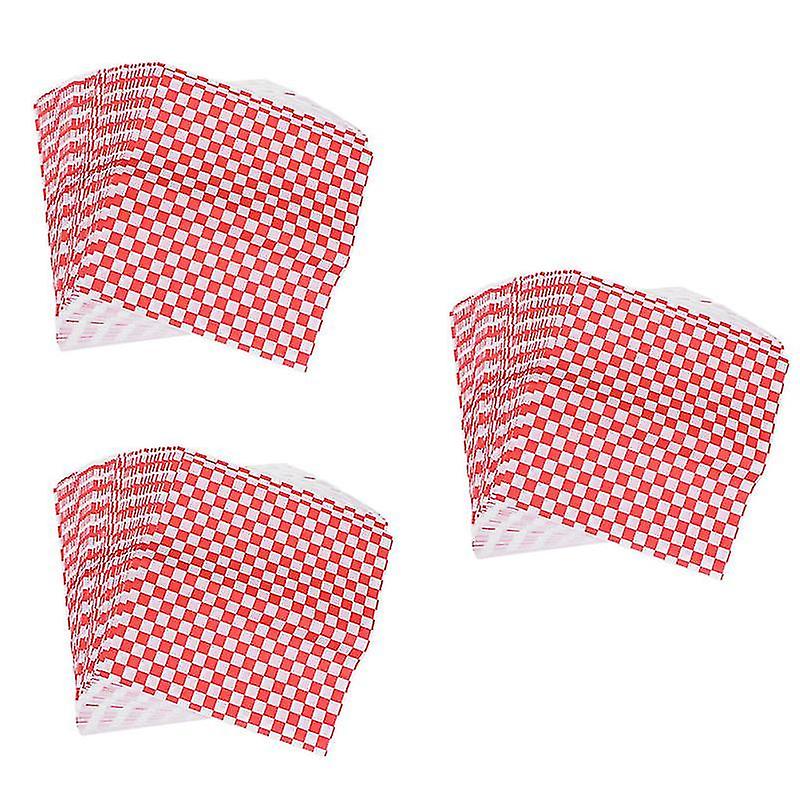 28X26cm Red Wrapping Paper 300pcs Fried Chick Wrapping Paper Practical Grid Paper Grease-proof Burge