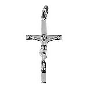 Silver 30x17mm solid block Crucifix Cross