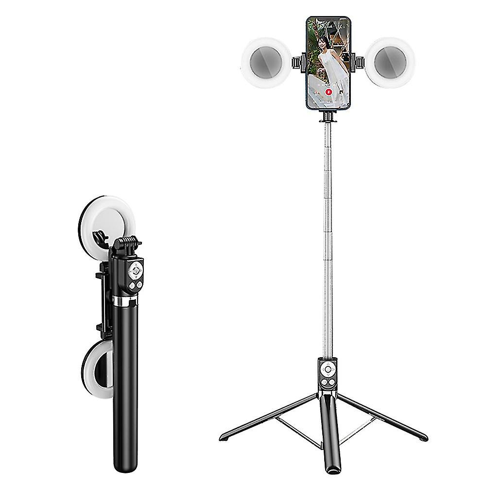 R17ds 1.75m Portable Bluetooth Selfie Stick Retractable Tripod Phone Stand With Dual Fill Lights 360-degree Rotating Photography Live Streaming Device