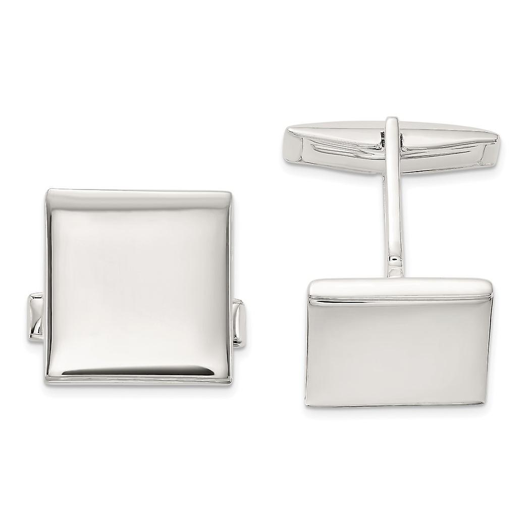 925 Sterling Silver Polished Square Cuff Links 15.6x15.6mm Wide-Cuff Link for Men - 15.3 Grams