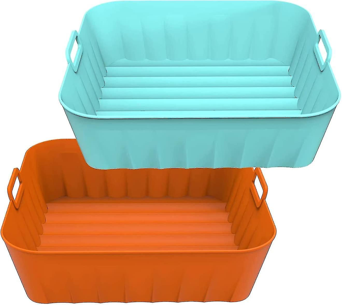 Pentola in silicone della friggitrice ad aria quadrata da 2 pezzi, fodere per friggitrici ad aria in silicone riutilizzabili adatte da 4 a 7 Qt, accessori per friggitrici ad aria