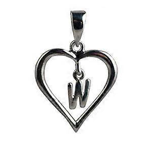Silver heart Pendant with a hanging Initial w