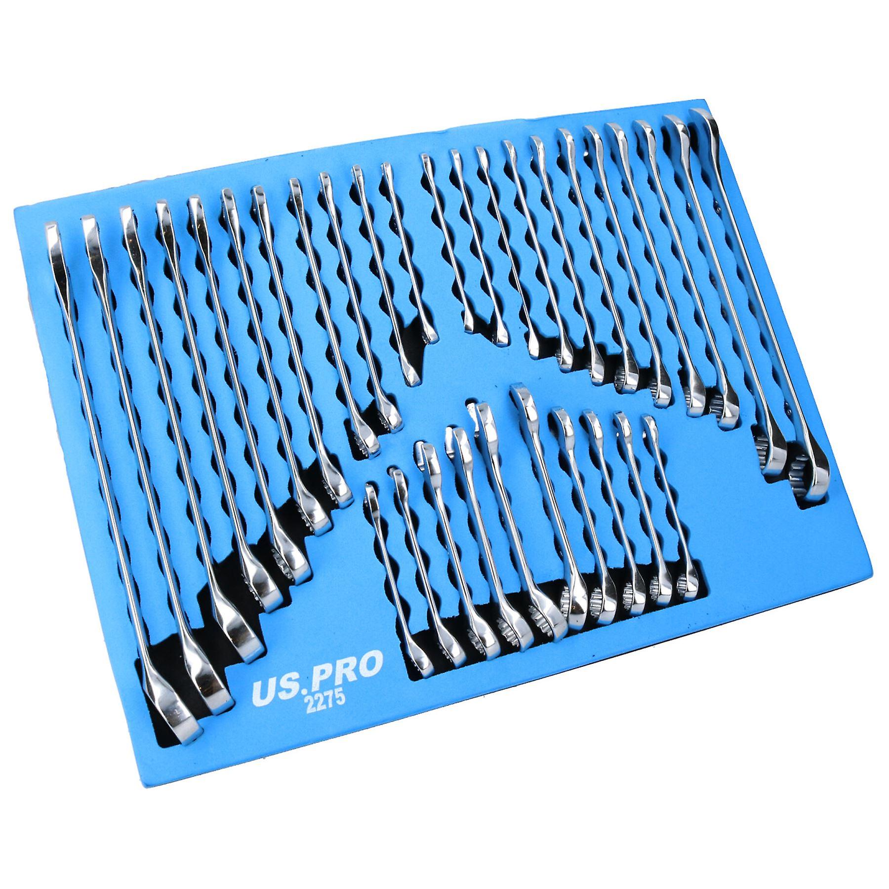 Metric MM Imperial AF Combination Spanners Wrench Standard + Stubby 32pc