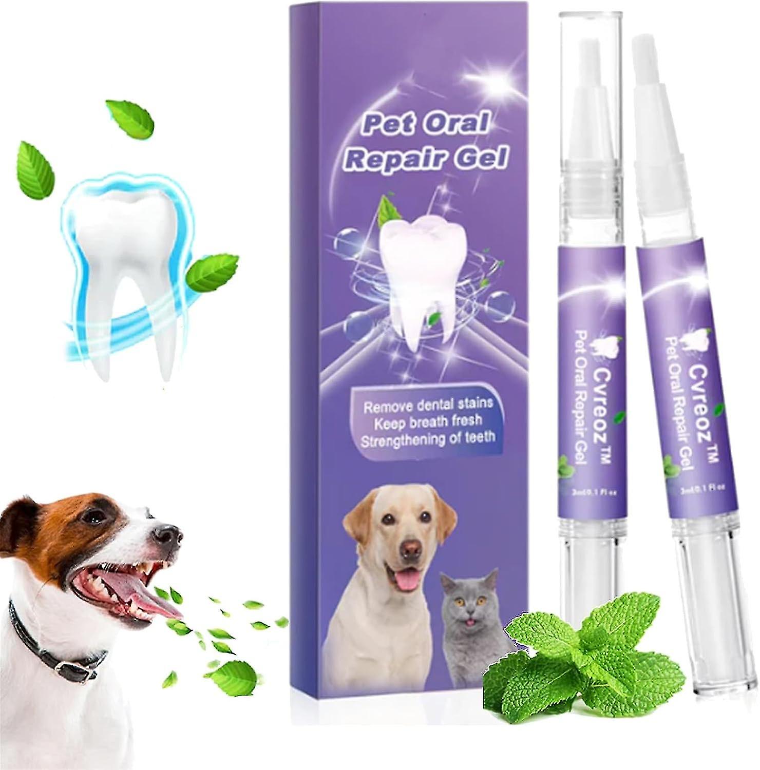 Pet Oral Repair Gel, Pet Oral Restoration Whitening Gel, Εξάλειψη της κακής αναπνοής στοχεύει στην πέτρα, χωρίς βούρτσισμα Pet Oral Care Gel 2τμχ