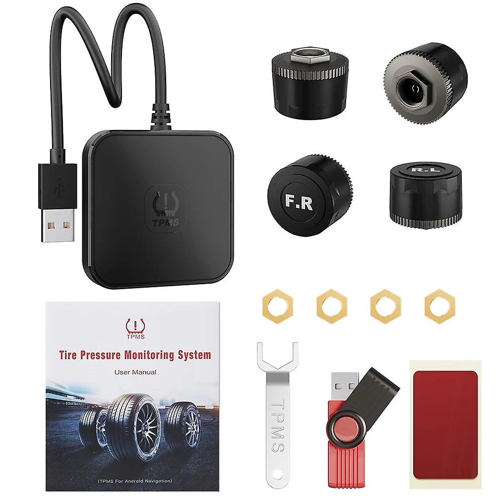 0-8bar 0-116psi Car Tire Pressure Monitoring System Usb Receiver Tpms Sensors Display By Android Player Automotive Accessories