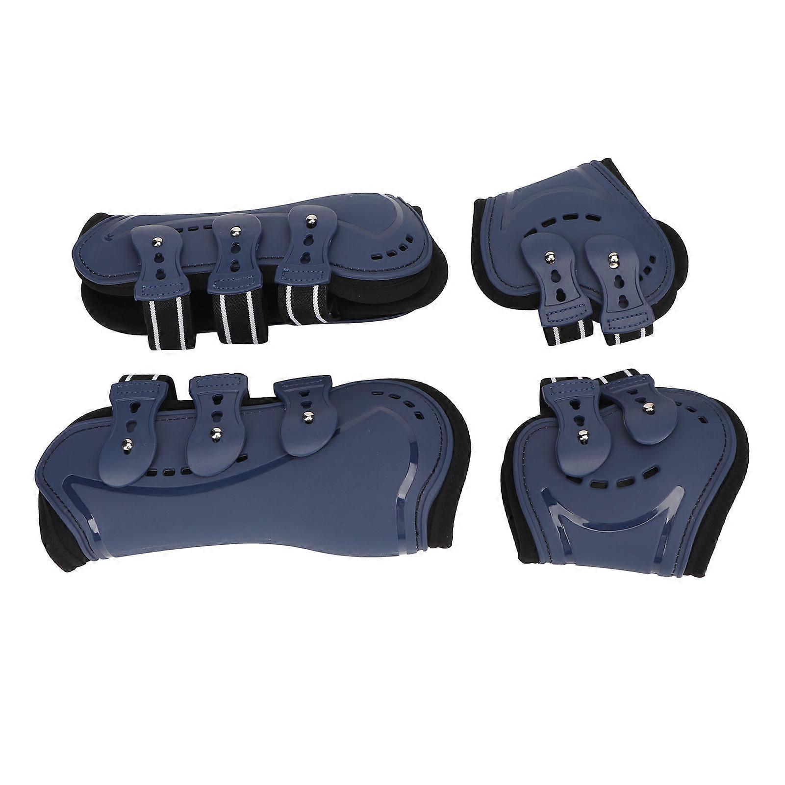 Horse Tendon Boots Adjustable Open Front Fetlock Boot Breathable Protective Horse Jumping Tendon Boots Blue Set of 4 M