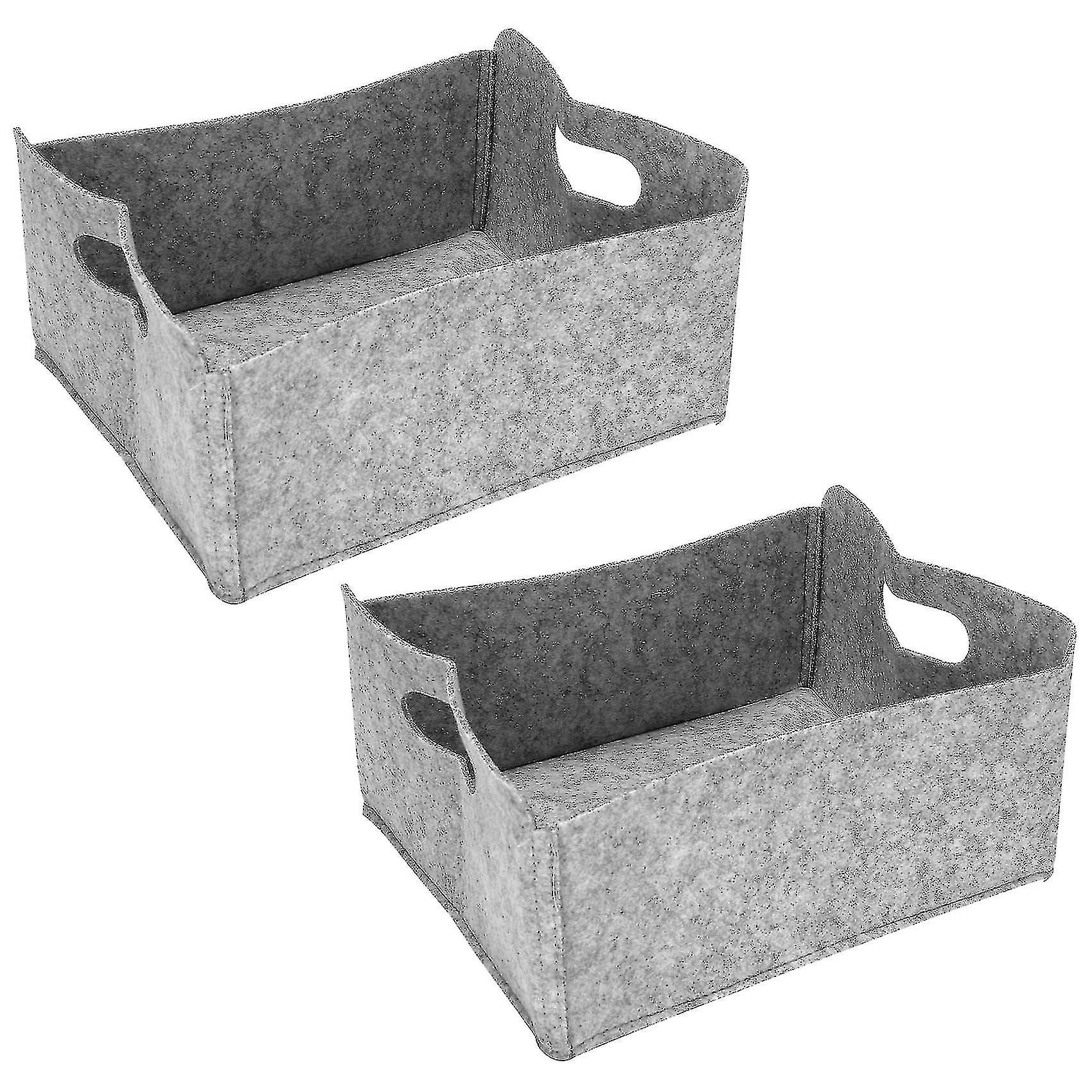 2pcs Felt Storage Basket/Bin with Handles, Collapsible & Convenient Storage Solution