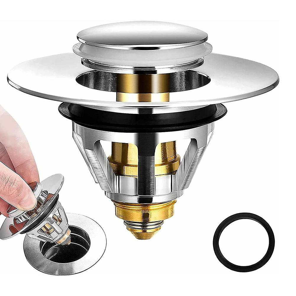 Universal Basin Pop-Up Drain Filter Bathroom Sink Drain Plug Without Overflow