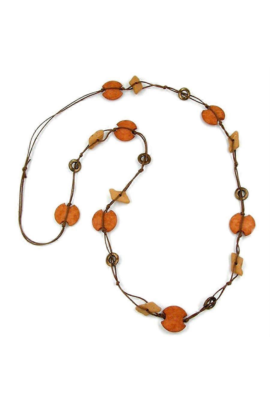 Necklace Baroque Beads Brown 100cm - Gl07504