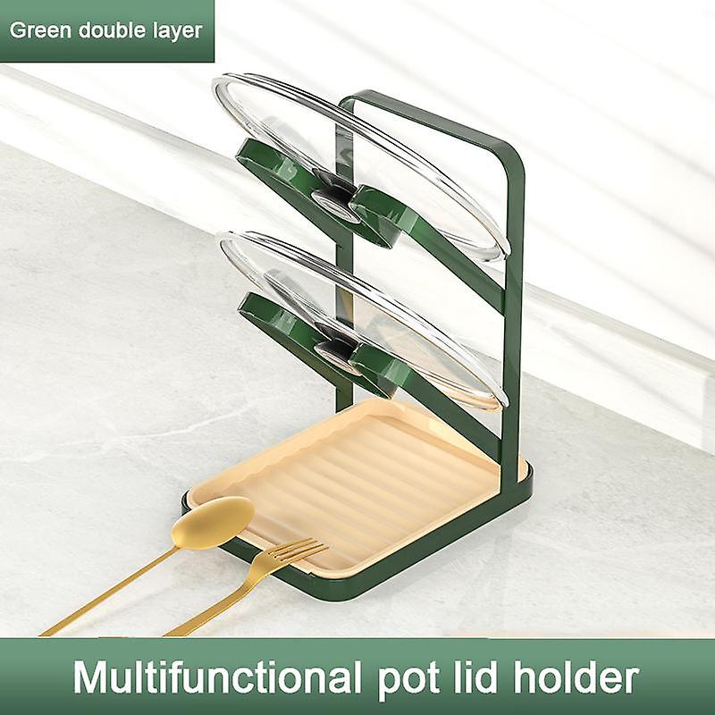 Light Luxury Style Kitchen Three Layer Pot Lid Rack Multi-layer Shelf Pan Lid Holder Spoon Stand Kitchen Tableware Storage Rack