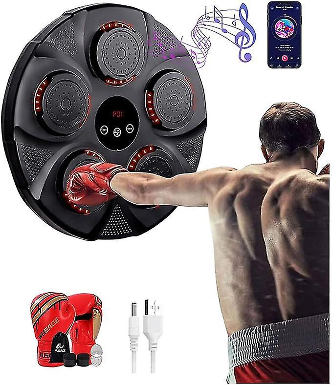 Wall Mounted Music Boxing Machine Punching Pad LED Lighted Training Electronic With  Gloves