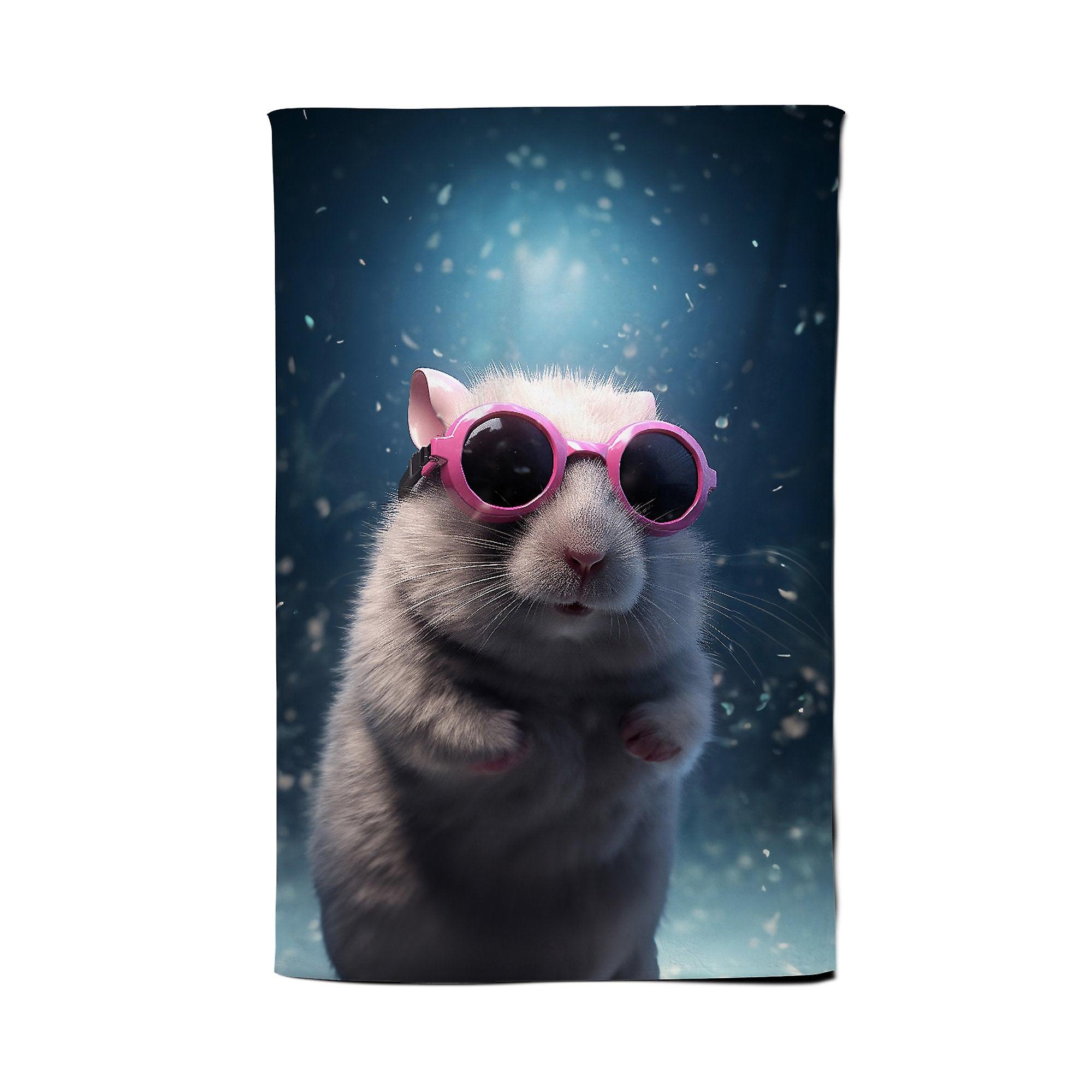 Splashart Doormouse With Pink Glasses Tea Towel