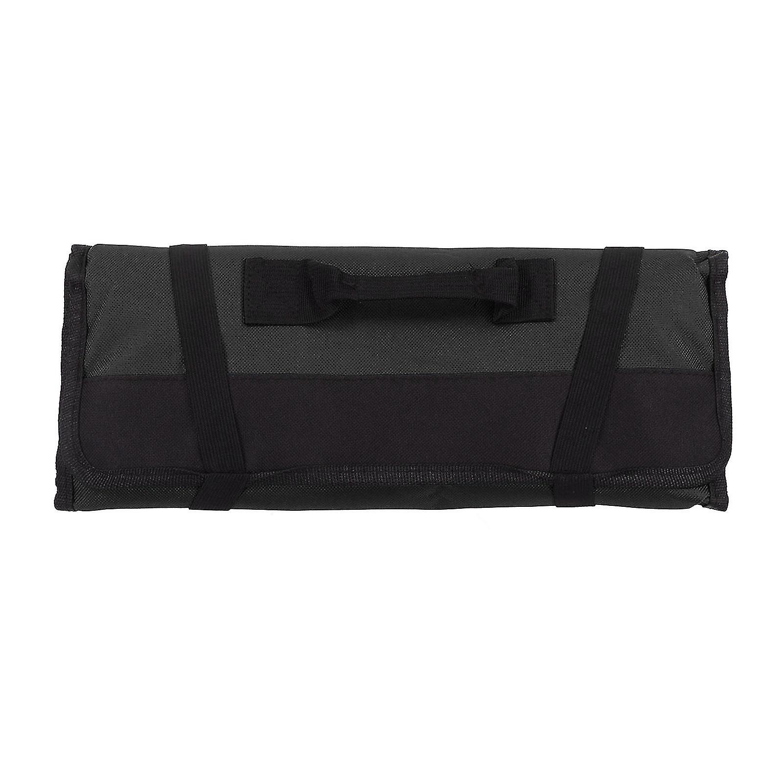Black Portable Waterproof Tool Roll Up Pouch - Multifunctional Thickened Oxford Cloth with Wear Resistance