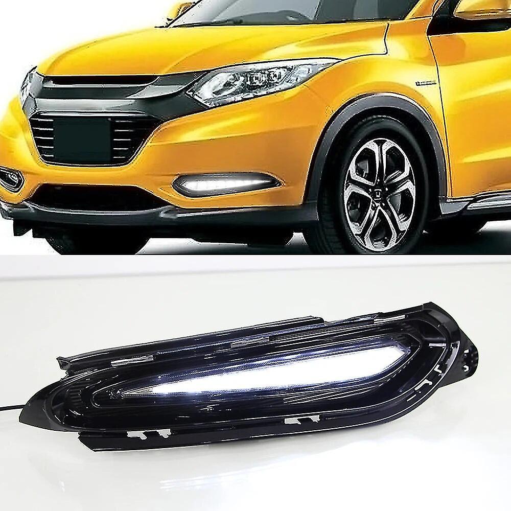 For Honda HRV HR-V 2015 2016 2017 2018 with Yellow Turn Signal Relay Waterproof Car DRL 12V LED Daytime Running Light Fog lamp