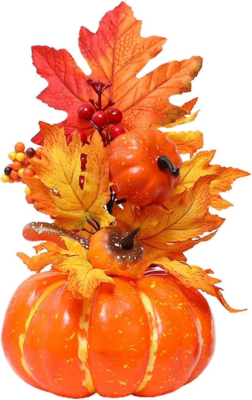 Kunstig gresskardekorasjon, mini høsthøst, falske lønneblader og bær