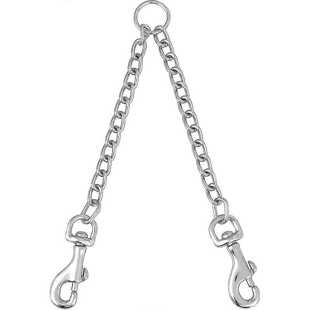 Metal Double Dog Lead Rope Durable Dog Chain Chew Proof Tangle Free Dual Pets Leash Extension Splitt