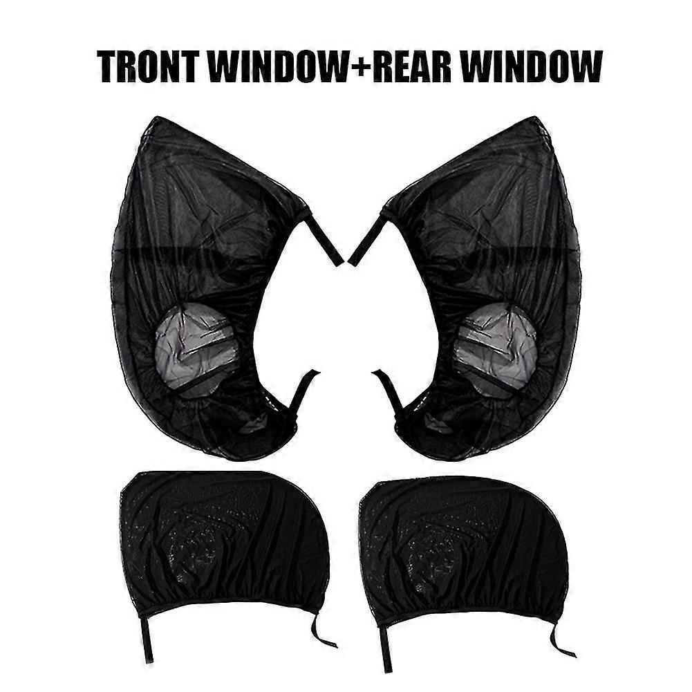 Exquisite 2pcs/4pcs Car Sunshade Front Rear Window Shade Elastic Slip On Mesh Uv Sun Protection Car Sun Visor Heat Insulation Shade Screen