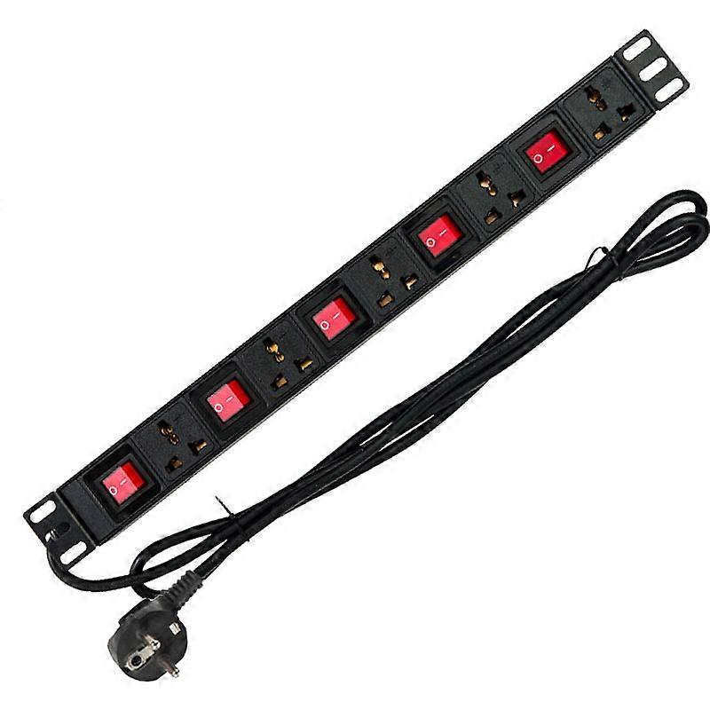 19 inch 1U power strip T1 network cabinet, 5-way independent switch, universal socket, power distribution unit