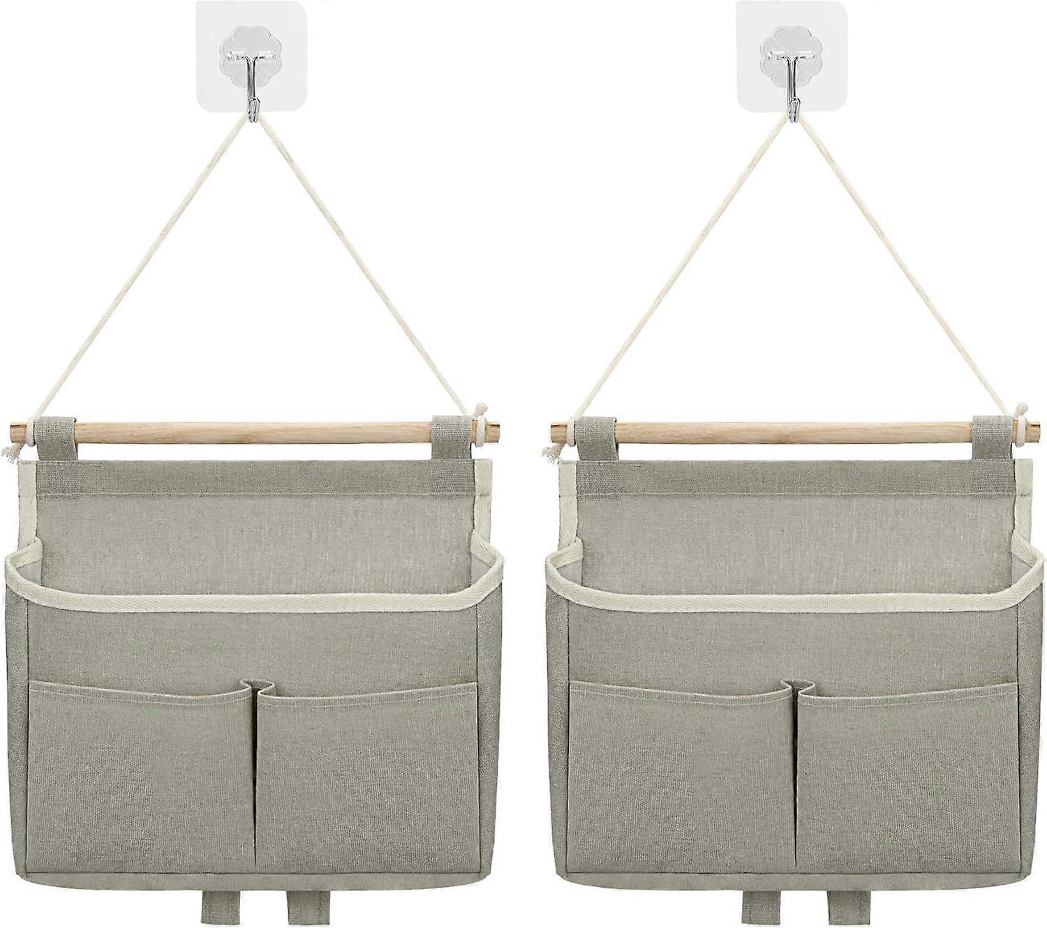 Wall Storage Bag, 2pcs Hanging Bag Pocket Organizer (Gray)